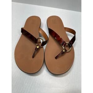 FitFlop‎ Hoopla Leather Toe Post Golden Brown Sandals Thong Women Shoes Size 8